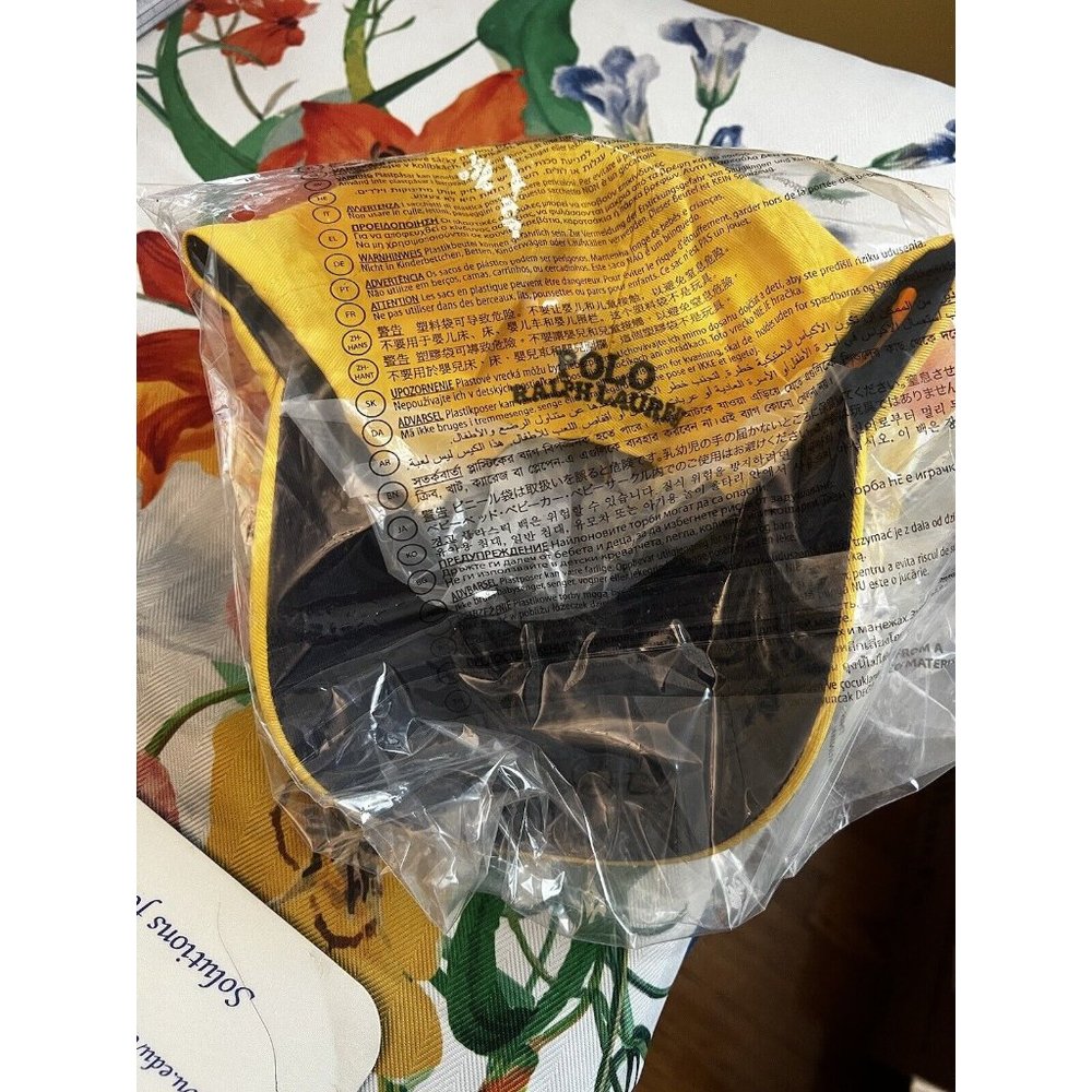 Polo Ralph Lauren Embroidered BIG Polo Bear Chino Cap Hat Yellow - New With Tags - Picture 9 of 16